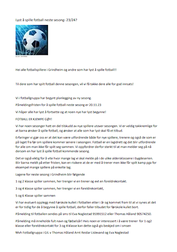 Påmelding til fotball, sesongen 2023-2024